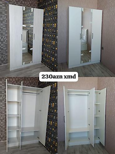 Üç qapılı paltar şkafı - Model: iki yan qapı + ortada tam boy güzgü -