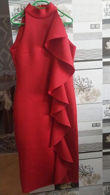 tünd qırmızı donlar: Вечернее платье, Миди, Zara, L (EU 40)