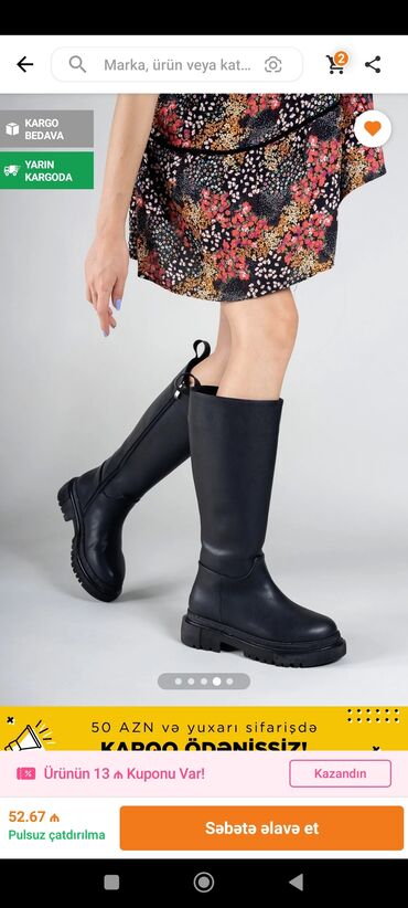 Çəkmələr: Uzunboğaz, Ölçü: 38, rəng - Qara, Yeni — 9