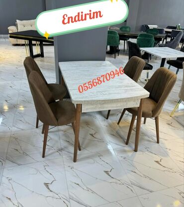 Masa və oturacaq dəstləri: Qonaq otağı üçün, Yeni, Açılan, Dördbucaq masa, 4 stul — 2