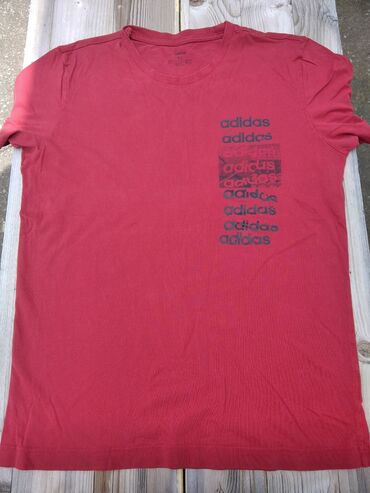 pantalone muske teksas: Short sleeves T-shirt, M (EU 50), Adidas, color - Red, Cotton