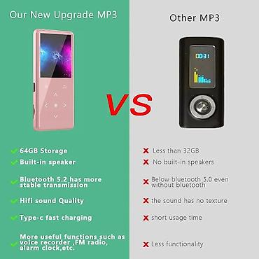 IPod i MP3-plejeri: MP3 plejer sa Bluetooth 5.2 i 32GB memorije (pink) – masivan prostor — 5