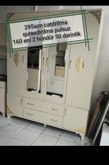 Dolablar: Yeni, Açılan, 4 qapılı Düz dolab, Qarderob, paltar dolabı, Azərbaycan — 5