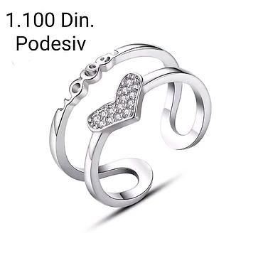 mona bih torbe: Elegantni posrebreni podesivi prsten od hirurskog čelika sa žigom S925 — 1
