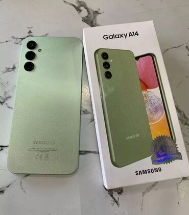 samsung telefon kredit: Samsung Galaxy A14, 64 ГБ, цвет - Зеленый, Сенсорный, Отпечаток пальца, Две SIM карты