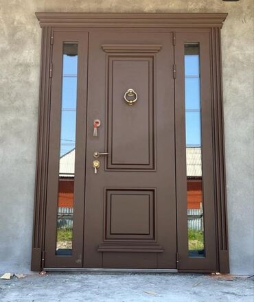 прихожий шкаф: Двери в частный дом, Металл, Со стеклом, Новый