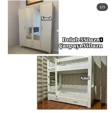 Dolablar: Oğlan və qız üçün, Yeni, 2 təknəfərlik çarpayı, Dolab