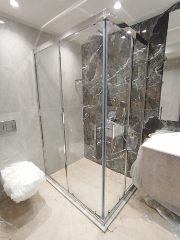 Duş kabinaları, arakəsmələr: Yeni Üstü açıq kabina, Künc üçün, Pulsuz çatdırılma — 22