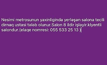 Əməkdaş axtarışı (vakansiyalar): Qadın saç ustası tələb olunur, Faiz, 1 ildən az təcrübə, Alətlərin təqdim olunması — 1