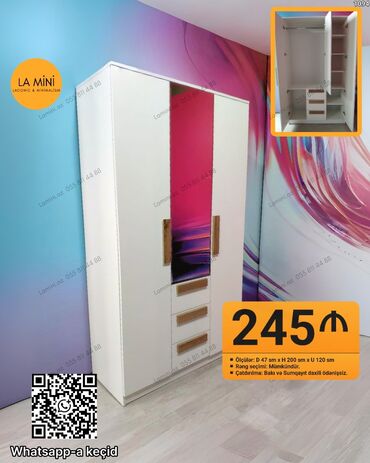 Açılan, 3 qapılı Düz dolab, Qarderob, paltar dolabı