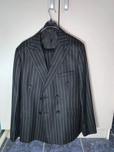 льняной пиджак мужской: Костюм 4XL (EU 48), цвет - Черный