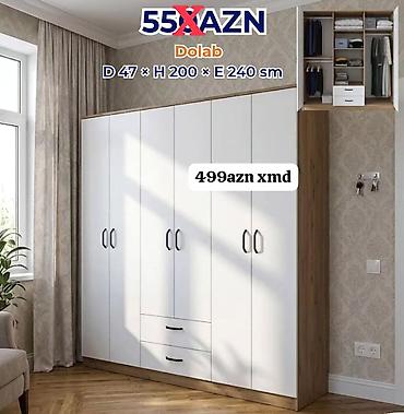 skaf paltar: Dolab – 6 qapılı, 2 çekmecəli geyim şkafı Ölçülər: D 47 × H 200 × E — 1