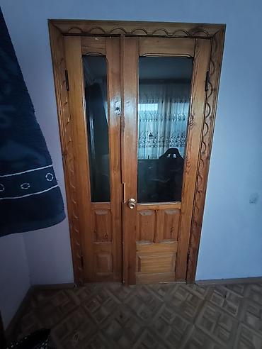 амур рыба: Межкомнатная дверь, Б/у, Со стеклом, Двухстворчатая, Деревянная, Распашная, цвет - Коричневый — 4