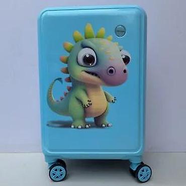 Rančevi, torbe i koferi: Dečji kofer na točkiće – plavi sa motivom dinosaurusa - Tvrda školjka — 11