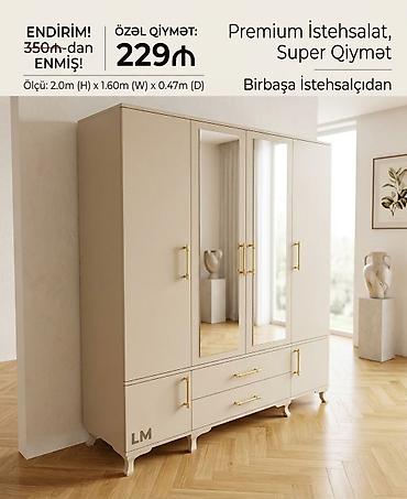 Premium istehsalat – paltar şkafı Ölçü: 2.0 m (H) x 1.60 m (W) x 0.47 lalafo.az -da Premium istehsalat – paltar şkafı Ölçü: 2.0 m (H) x 1.60 m (W) x 0.47