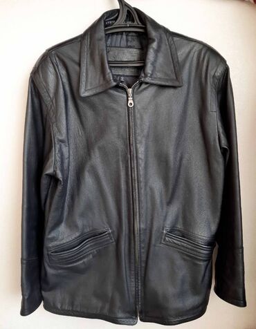 кожаная мужская куртка: Куртка L (EU 40), XL (EU 42), түсү - Кара