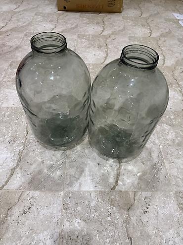 balon banka: Şüşə qablar - 2 ədəd - Material: qalın, şəffaf-yaşıl tonlu şüşə - — 1