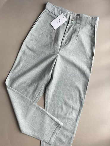 брюки модные: Повседневные брюки, Высокая талия, Лето, XS (EU 34)