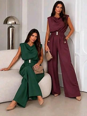 Kombinezoni: S,M,L,XL Elegantni ženski kombinezon bez rukava sa širokim nogavicama — 2