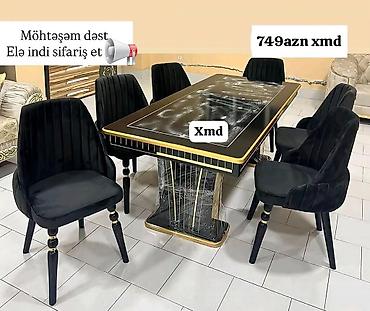 restoran stul: Qonaq otağı üçün, Yeni, Açılmayan, Dördbucaq masa, 6 stul — 1