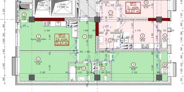квартиры в районе пишпек: 2 комнаты, 75 м², ПСО (под самоотделку)