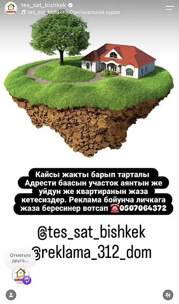Услуги по размещению рекламы недвижимости. Инстаграм tes_sat_bishkek