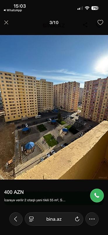 zigda kirayə evler: İcarə üçün 2 otaqlı mənzil – 55 m² • Plan: işıqlı zal, yataq otağı — 3