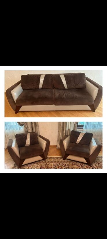 acilan kreslo: Б/у, Классический диван, 2 кресла, Без подьемного механизма, Раскладной