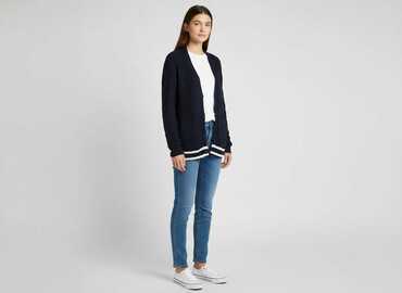 kurtka jeansowa z futerkiem bershka: Bershka, Kardigan damski, rozmiar S