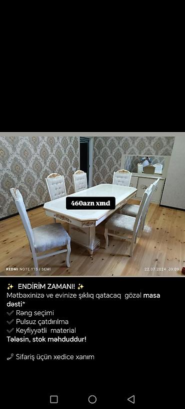 Masa və oturacaq dəstləri: Mətbəx və qonaq otağı üçün şık masa dəstləri - Klassik və modern -da lalafo.az — 8 Masa və oturacaq dəstləri: Mətbəx və qonaq otağı üçün şık masa dəstləri - Klassik və modern — 8