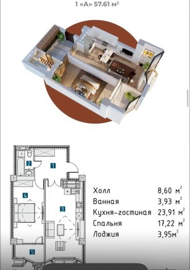 дешевые квартиры в оше: 2 бөлмө, 58 кв. м, Элитка, 13 кабат, ПСО (өзү оңдоп түзөтүп бүтүү үчүн)