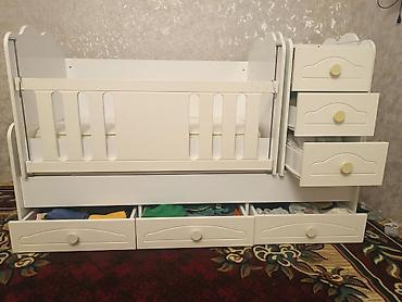 mdf taxta: Uşaq beşiyi-komodlu transformator - Rəng: krem/ivory ağ - Material — 4