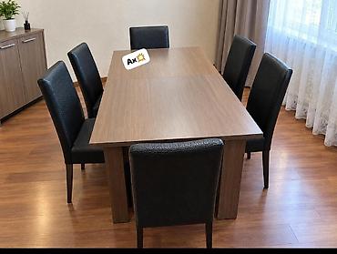Saloglu fabrik istehsali acilan masa + 6 deri stul dest 250 azn ela