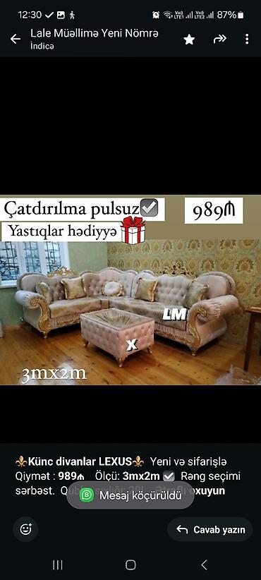 kunc divanların qiyməti: Künc divan, Qonaq otağı üçün, Bazasız, Açılmayan — 2