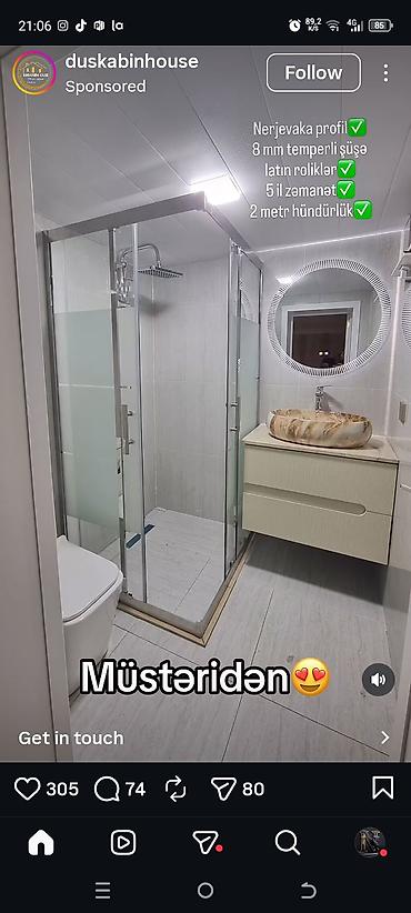 Duş kabinaları, arakəsmələr: Arakəsmə, Künc üçün — 18