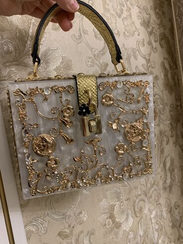 iwlenmiw qizillar: Dolce &Gabbana Ağ qızılı mərmər işləməli açarlı çanta möhkəm