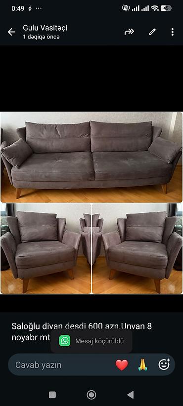 Saloğlu divan desdi 600 azn.Unvan 8 noyabr mtr(Gülü)