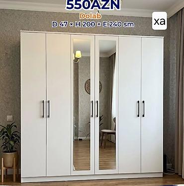 pol silen mop: Ağ rəngli 6 qapılı dolab. Sadə və modern dizayna malikdir, yataq otağı — 1