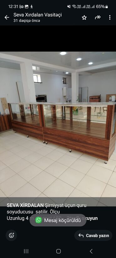 Dolablar: *SEVA XİRDALAN* Şirniyyat üçun quru soyuducusu satilir. Ölçu Uzunlug
