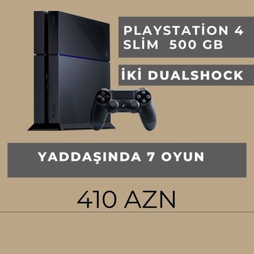 ps 3 konsolu: Playstation 4 Slim 500 GB 2 orijinal dualshock yaddaşında 7 oyun