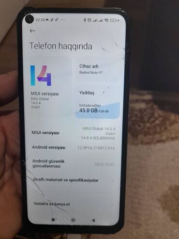 redmi a03: Redmi Note 9T, 128 GB, rəng - Qara, Barmaq izi