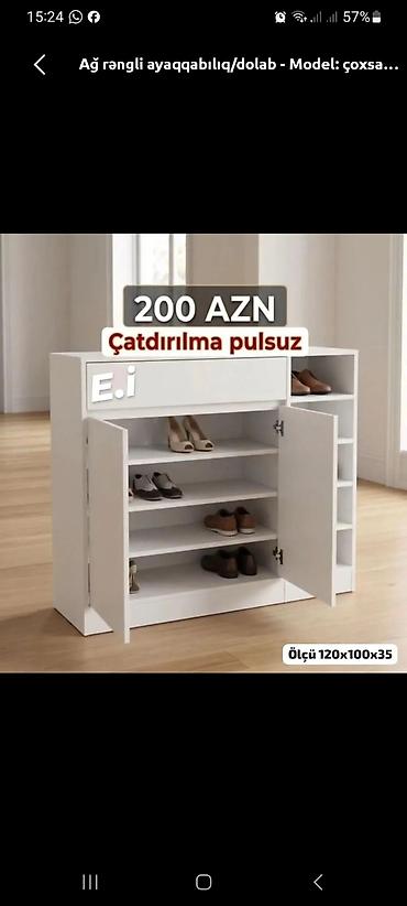 Ağ rəngli ayaqqabılıq/dolab - Model: çoxsəviyyəli saxlanma sistemli -