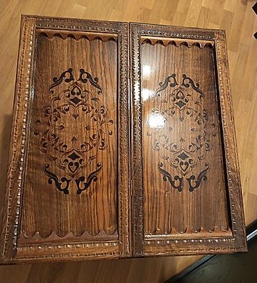 Masalar: Əl işı ağac oymalı qatlanan masa nərdtaxta - Material: bərk ağac — 4