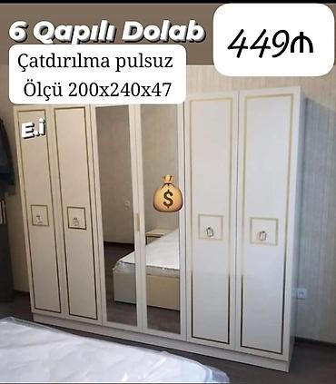 plastik dolablar: Yeni, 6 qapı, Güzgülü, Açılan, Düz dolab — 1