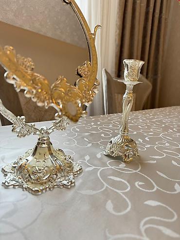 guzgu samdan: Güzgü Masaüstü, Oval, Toy üçün, Şamdanla — 3