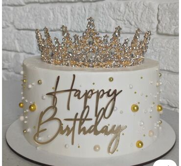 Digər qida məhsulları: Ad günü üçün dizayn tortları - Zərif “Happy Birthday” yazılı klassik