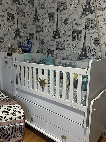 mebel materialı: Bebeco uşaq beşiyi – funksional və zərif dizayn - Rəng: ağ, qızılı — 2