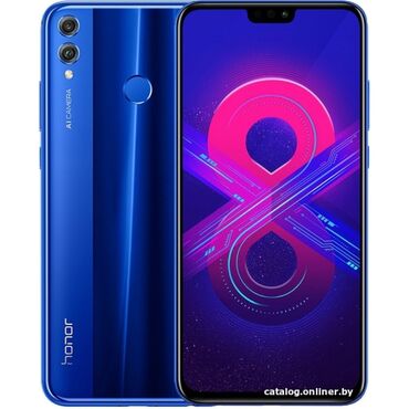 honor x50 qiymeti: Honor 8X, 4 GB, rəng - Göy, Sensor, Barmaq izi, İki sim kartlı