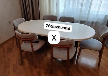 Oval formalı yemək masası və 6 ədəd stul dəsti. - Masa: oval dizayn