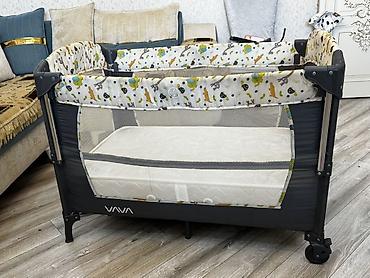 usaq ucun manejler: VAVA uşaq beşik–maney (portativ playpen) - Ölçü: təxmini 100×60 sm — 2